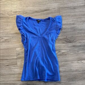 Express Royal Blue Ruffle Sleeve Tee